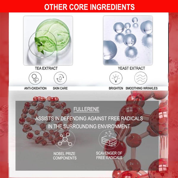 Astaxanthin Serum also contains tea extract and yeast extract to brighten skin
