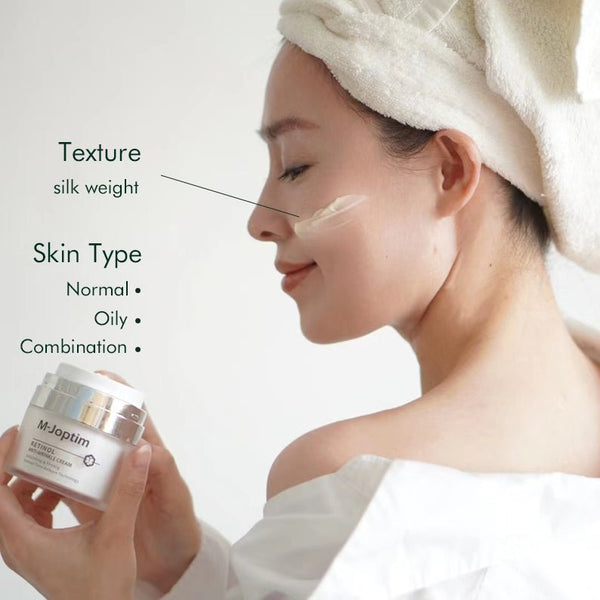 the texture of m joptim retinol cream is light weight and non greasy