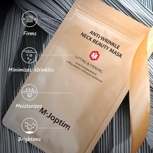 The Anti-Wrinkle Neck Mask is to reduce neck wrinkles and firms neck skin and moisturizes neck skin and brightens neck skin are benefits of Anti-Wrinkle Neck Mask
