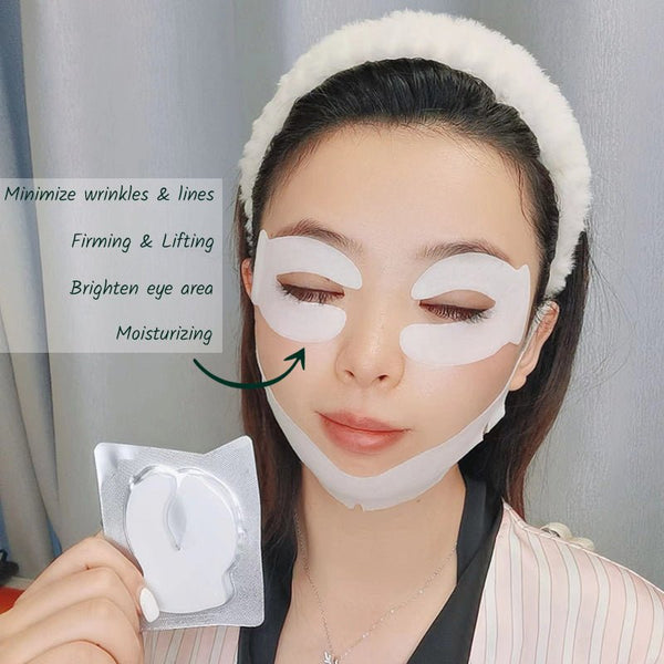 the benefits of Gel Eye Patch Mask for minimizes lines and firm and lift and brighten dark circles and nourishing of Wrinkle Minimizing Eye Mask