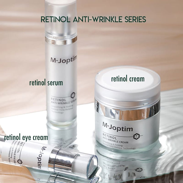the m joptim retinol anti wrinkle face cream and eye cream and face serum